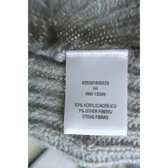 Bongo Open Knit Cardigan Sweater Duster Sweater Gray with Glitter Women's Large - Picture 10 of 10